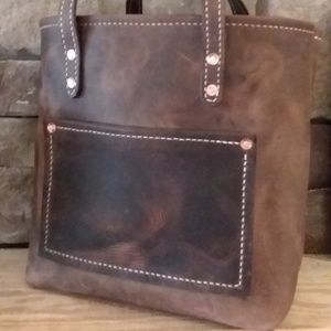 Handcrafted leather tote handbag